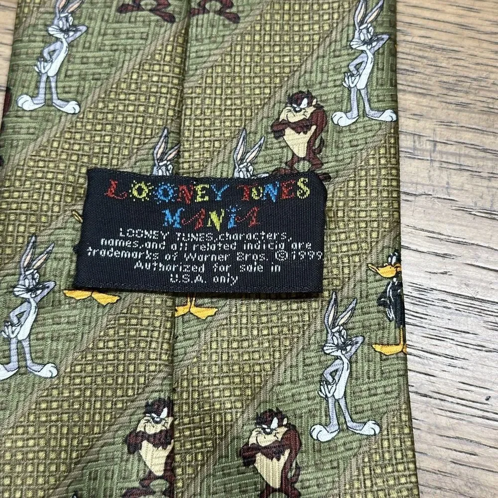 Vintage Looney Tunes Mania‎ Taz Daffy Duck Bugs Bunny Neck Tie 1999, 4